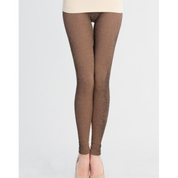 New Snakeskin Print Leggings in Taupe - Picture 1 of 2